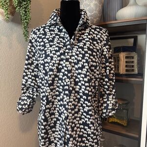 Talbots - Navy Elephant Print Button Down - Size M - Like New